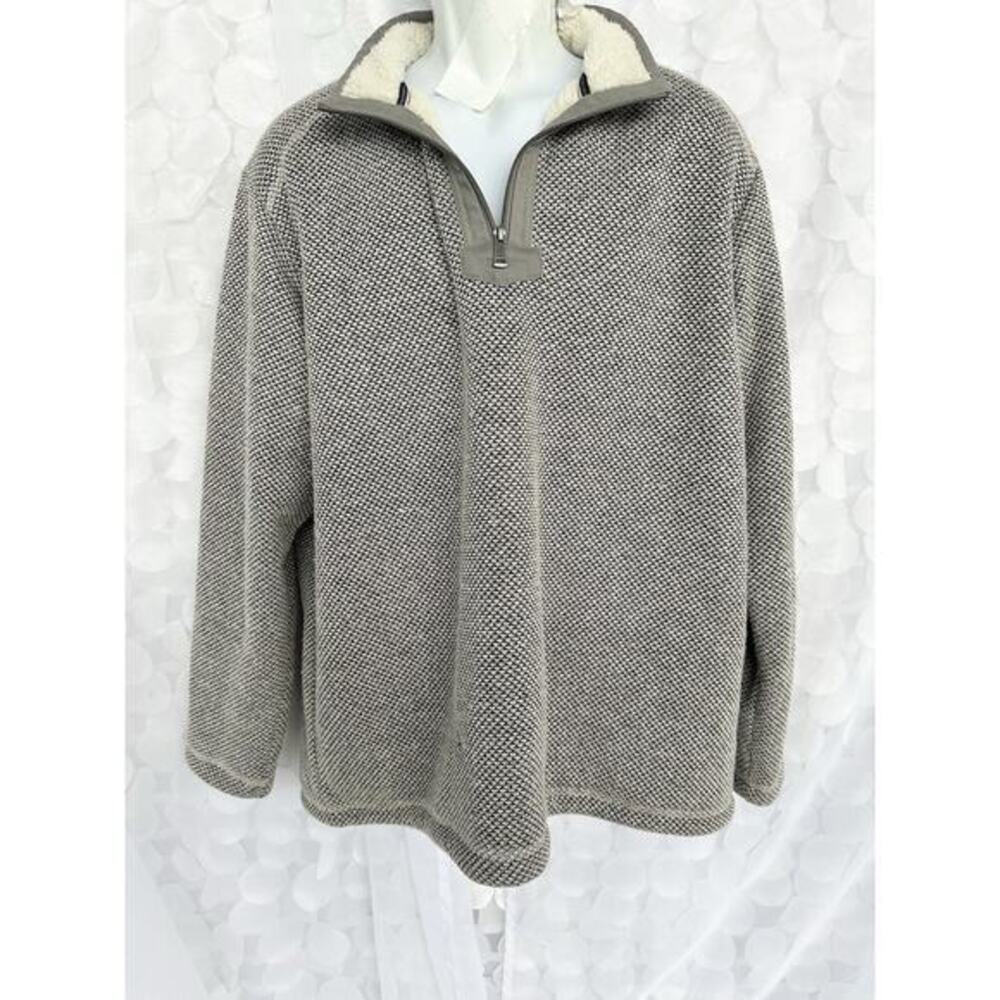 ORVIS Mens Extra Large XL Gray Quarter 1/4 Zip Pullover Textured Fleece Lined